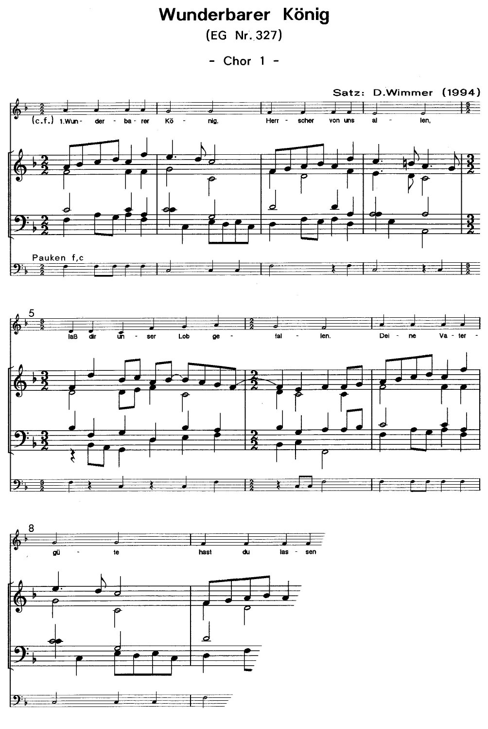 Wunderbarer Koenig (Chor 1)